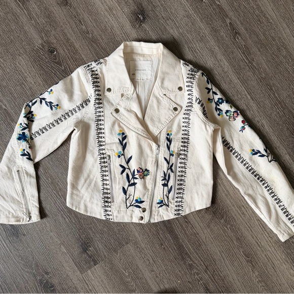 Anthropologie Cream Floral Embroidered Jacket - Picture 4 of 10
